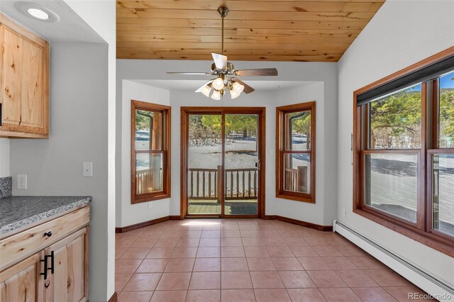 4860 County Road 140, Westcliffe, CO 81252 - unfurnished dining area featuring baseboard heating, plenty of natural light, and baseboards