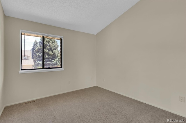 14463 E Wagon Trail Pl, Aurora, CO 80015 - carpeted spare room with a textured ceiling and lofted ceiling