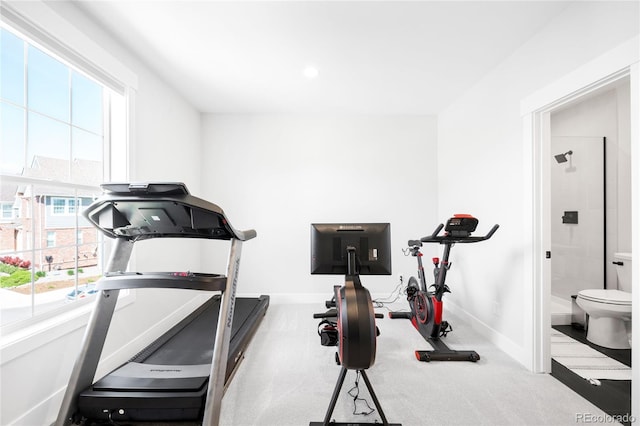 8357 W 68th Ln, Arvada, CO 80004 - exercise area with baseboards, carpet floors, and recessed lighting