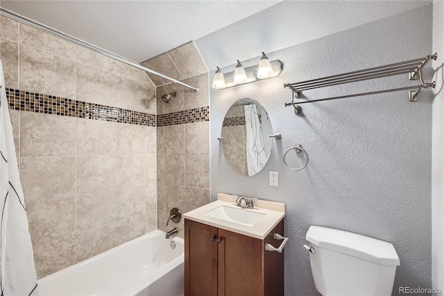 full bath with vanity, shower / bathing tub combination, and toilet
