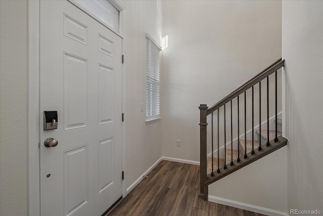 entrance foyer with dark hardwood / wood-style flooring