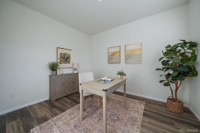 office space featuring dark hardwood / wood-style floors