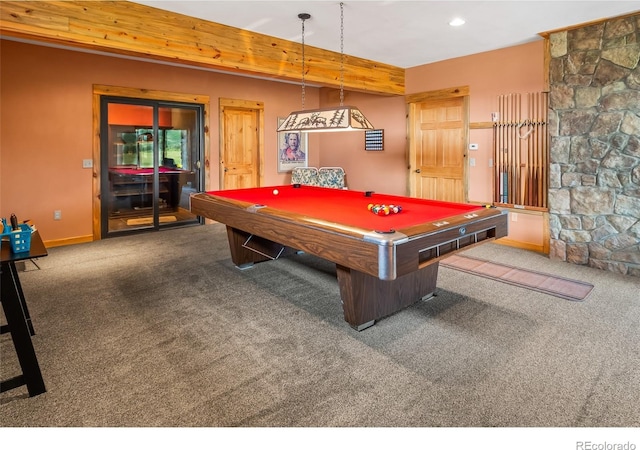 1000 N County Road 33, Como, CO 80432 - game room featuring carpet floors, pool table, and recessed lighting