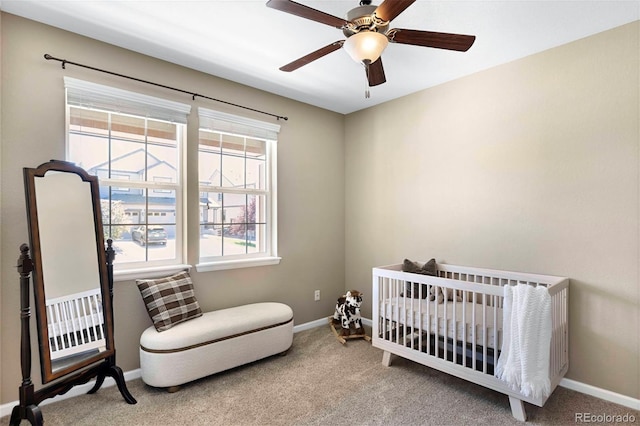 22891 E Union Cir, Aurora, CO 80015 - carpeted bedroom with a ceiling fan and a crib