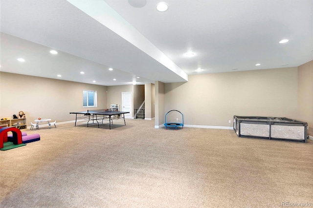 22891 E Union Cir, Aurora, CO 80015 - rec room featuring carpet floors and recessed lighting