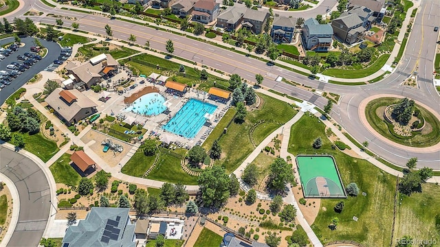 22891 E Union Cir, Aurora, CO 80015 - aerial overview of property's location with a pool