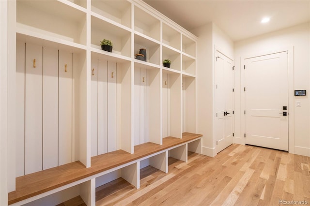 mudroom featuring light wood-style flooring