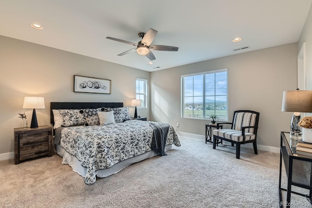 38 Morgan Cir, Erie, CO 80516 - bedroom with carpet floors, baseboards, a ceiling fan, and recessed lighting