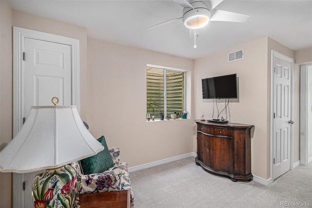 9640 Moss Rose Cir, Highlands Ranch, CO 80129 - sitting room featuring carpet floors and ceiling fan