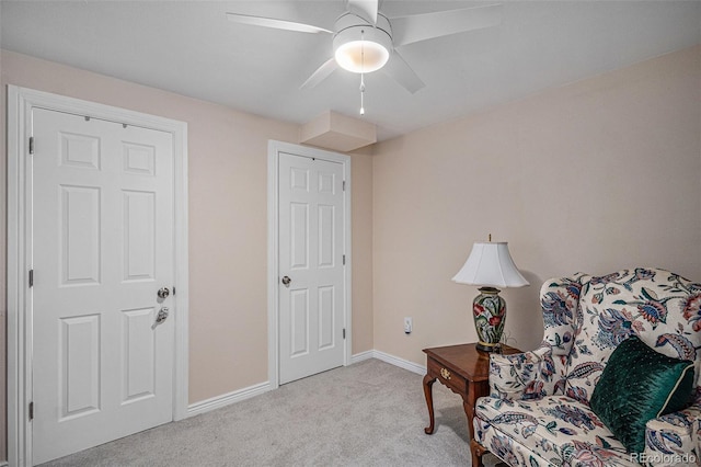 9640 Moss Rose Cir, Highlands Ranch, CO 80129 - living area featuring carpet floors and ceiling fan