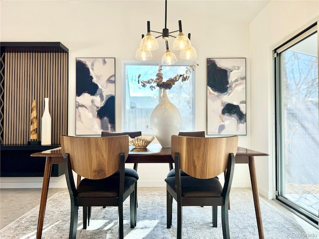 dining area with light carpet