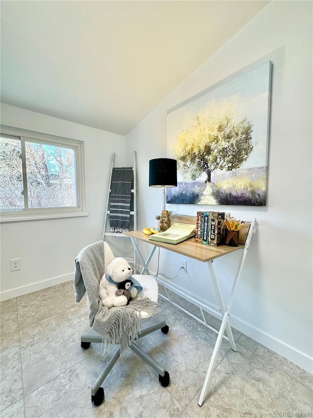 office with vaulted ceiling