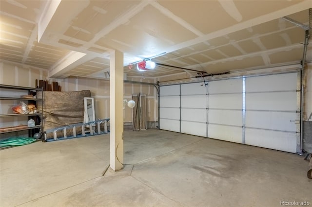 garage with a garage door opener