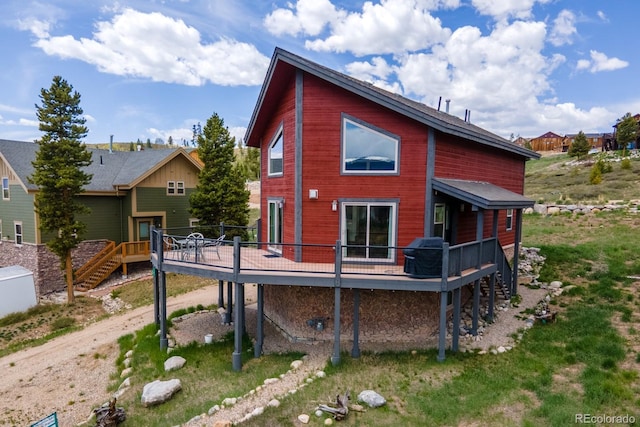 141 Gcr 4037, Grand Lake, CO 80447 - back of property with a wooden deck and stairs