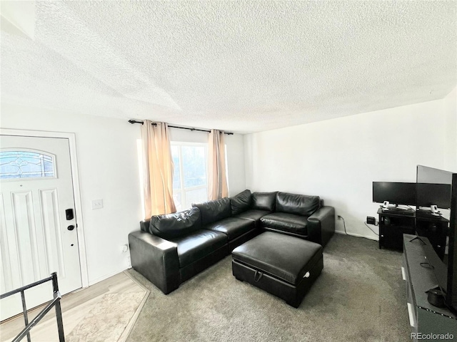 17413 E Louisiana Ave, Aurora, CO 80017 - living area featuring a textured ceiling and wood finished floors