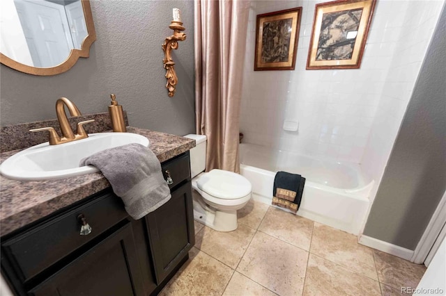 12242 Bannock Cir Unit D, Denver, CO 80234 - full bath with vanity, toilet, shower / bath combo, and tile patterned flooring