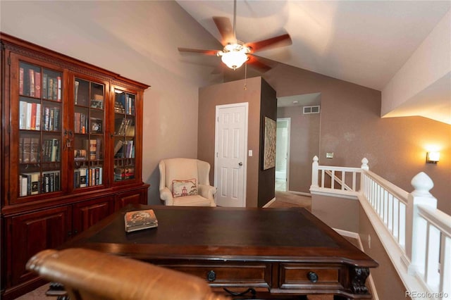 12242 Bannock Cir Unit D, Denver, CO 80234 - home office featuring ceiling fan and vaulted ceiling