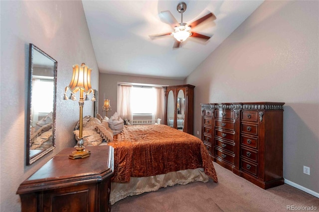 12242 Bannock Cir Unit D, Denver, CO 80234 - carpeted bedroom with lofted ceiling, ceiling fan, and baseboards
