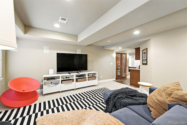 11985 Singing Winds St, Parker, CO 80138 - carpeted living room featuring baseboards and recessed lighting