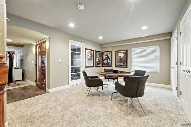 11985 Singing Winds St, Parker, CO 80138 - dining area featuring carpet floors, recessed lighting, and baseboards