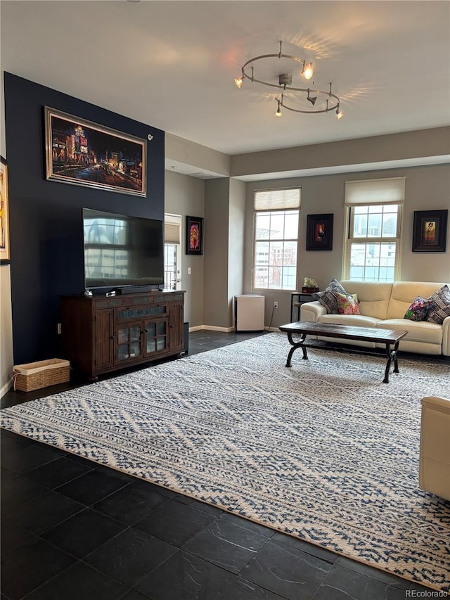 living area with baseboards
