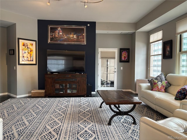 living room with baseboards