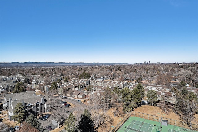 bird's eye view featuring a mountain view and a residential view