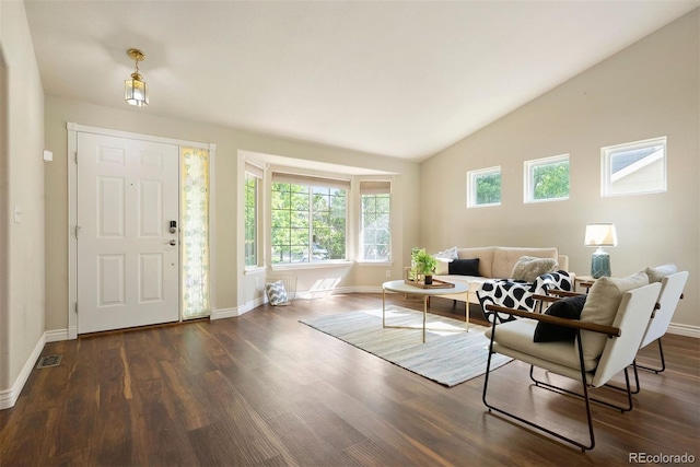 3461 Maple Cir, Brighton, CO 80601 - foyer with baseboards, wood finished floors, and lofted ceiling