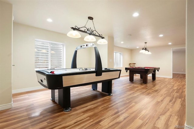 3461 Maple Cir, Brighton, CO 80601 - recreation room featuring pool table, light wood-style flooring, recessed lighting, and baseboards