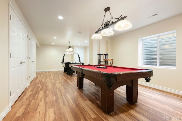 3461 Maple Cir, Brighton, CO 80601 - game room featuring light wood-style flooring, pool table, baseboards, and recessed lighting