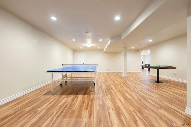 3461 Maple Cir, Brighton, CO 80601 - rec room with recessed lighting, light wood-style flooring, and baseboards