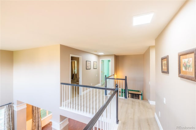 hallway with wood-type flooring