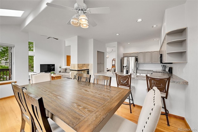 766 Chimney Creek Dr, Golden, CO 80401 - dining area with light wood-style floors, ceiling fan, recessed lighting, and baseboards
