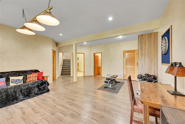 766 Chimney Creek Dr, Golden, CO 80401 - exercise area featuring wood finished floors and recessed lighting