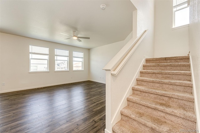 13376 Willow St, Thornton, CO 80602 - stairs with a ceiling fan and wood finished floors