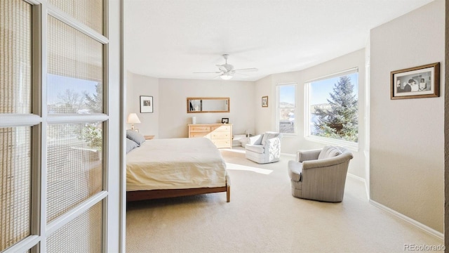 bedroom featuring carpet and ceiling fan