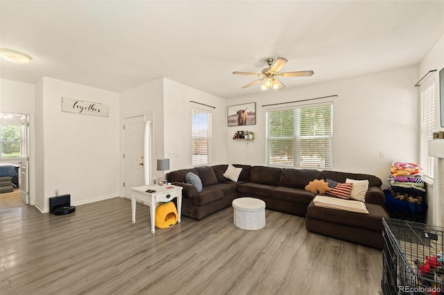 6963 Maram Way, Fountain, CO 80817 - living room with light wood-style flooring and a ceiling fan