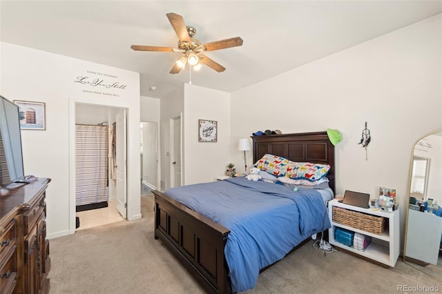 6963 Maram Way, Fountain, CO 80817 - bedroom with light colored carpet and a ceiling fan