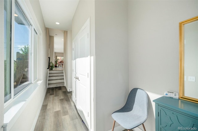 corridor featuring light wood-type flooring