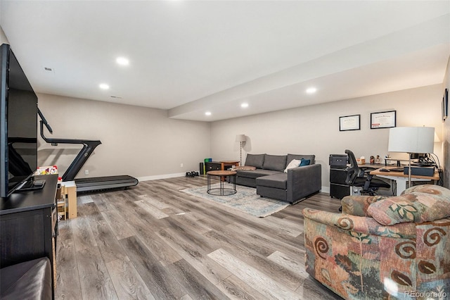 living room with wood-type flooring