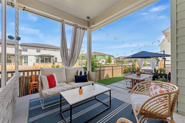 20998 E 60th Pl, Aurora, CO 80019 - view of patio with outdoor lounge area and a residential view