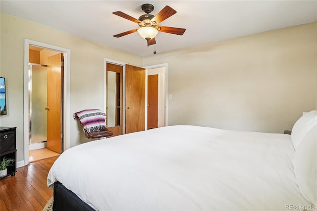6920 W 47th Pl, Wheat Ridge, CO 80033 - bedroom featuring wood-type flooring and a ceiling fan