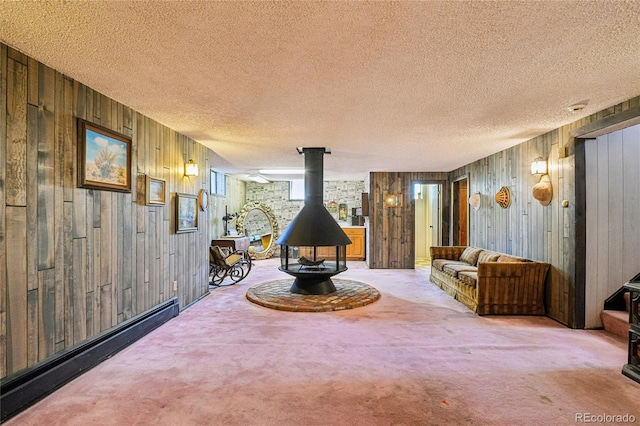 6920 W 47th Pl, Wheat Ridge, CO 80033 - hall with wooden walls, carpet, and a textured ceiling