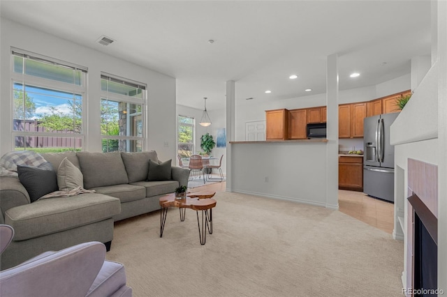 3329 Molly Ln, Broomfield, CO 80023 - living area featuring light colored carpet and recessed lighting