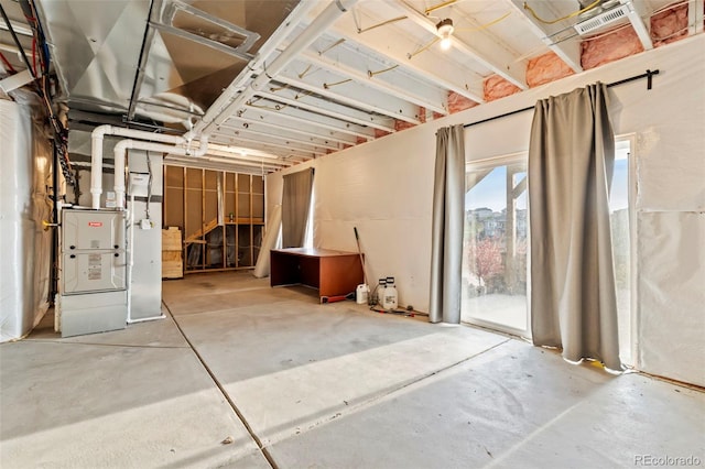 basement with heating unit