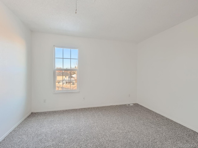 spare room with carpet and a textured ceiling