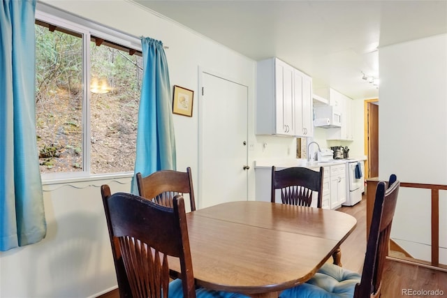 dining space featuring wood finished floors
