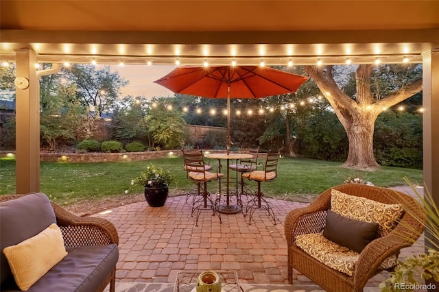 view of patio / terrace featuring an outdoor hangout area