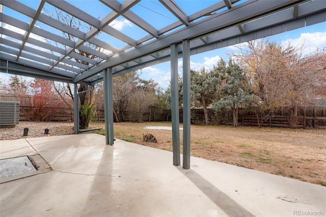 view of patio featuring a pergola and cooling unit