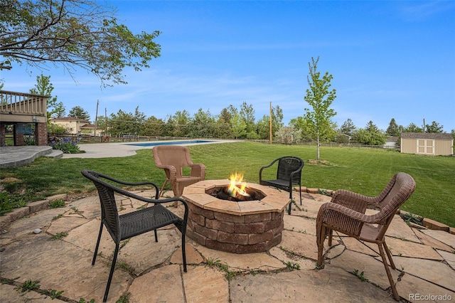 7624 Russell Ct, Arvada, CO 80007 - view of patio featuring a fire pit